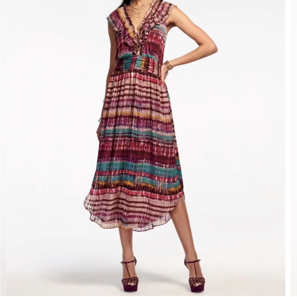New Ramy Brook Harrison Sangria Stripe Midi Dress size XXS - Picture 3 of 16